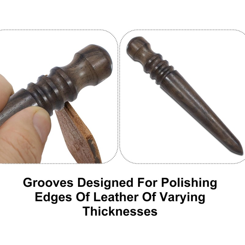 Wozoohyi Ebony Wood Leather Edge Burnisher Tool,Professional Round Leather Edge