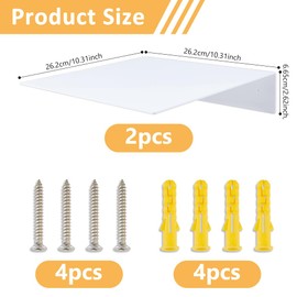 DICOSMETIC 2 Sets Acrylic Floating Shelf White Wall Shelves 10.6x10.3x2.6inch Wall Mounted Display Shelf for Collectibles, Blocks, Home Décor, Mini Plants, Bathroom Organizer