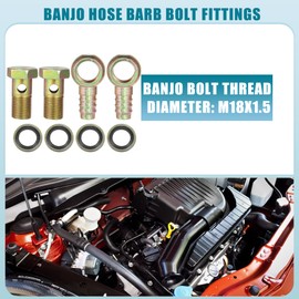 X AUTOHAUX Banjo Bolt M18x1.5 16mm Banjo Hose Barb Bolt Fittings Brake Line Fitting Adapter with Copper Washers for Motorcycle Car (Set of 2) for Car