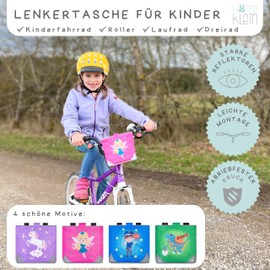 wonneklein Children's Bicycle Basket Front I Handlebar Bag for Balance Bike, Bicycle, Tricycle or Scooter I Compatible with Woom and Puky I Bicycle Bag Children's Bicycle with Unicorn Motif