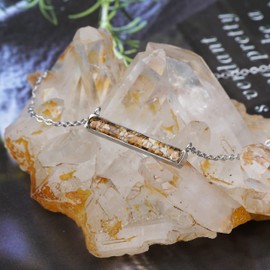 Lauren-Spencer Gemstone Bar Necklace for Women Dainty Turquoise Sodalite Malachite Tumbled Stone Bar Pendant Necklace for Women Healing Crystal Choker Necklace Minimalist Jewelry (Picture Jasper)