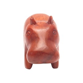 Brave Wings Hand Carved Wooden Hippo ~ Fat Hippo Small 11cm Long ~ Ornament Sculpture Figurine Statue Unique Table Decoration Home Decor ~ 5424