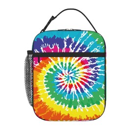 GVGOAGL Rainbow Tie Dye Insulated Lunch Bag Reusable Cooler Lunch Box Portable Leakproof Thermal Container Tote Bags for Girls Boys School Travel