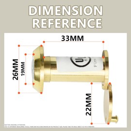 Bwintech 1 Pcs UL Listed Fire Proof Door viewer,Solid Brass 200 Degree,14mm Diameter 35-60mm Length, Polished Brass Finishing,with viewer Cover