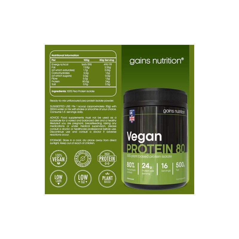GN Vegan Protein 80 Protein (500g, Unflavoured)