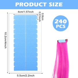 TIESOME Pack of 240 Tape Extensions Glue, 4 x 0.8 cm Invisible Tape Extensions Transparent Hair Extension Tape Double-Sided Tape Replacement Tape for Wigs Beauty Tools