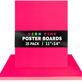 Hygloss Medium Poster Board 11x14 - 25 Neon Pink Single Color Poster Boards Bulk Pack - 10 Pt. Thickness Colored Poster Board Paper for Projects, Signs, Displays - Posterboard Multipack 11" x 14"