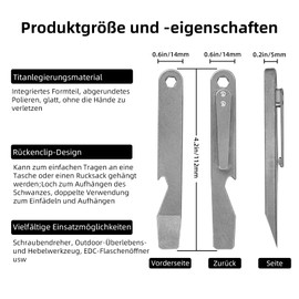 Titanium Alloy TC4 Crowbar Driver, Nail Driver, Outdoor Survival and Self Defense EDC Pocket Pry Bar Multifunctional Tool Bottle Opener for Military Camping Outdoor