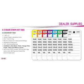 EZ Lettering Car Dealer Key Tags - Stripe Key Tags (Poly Key Tags) - Blue