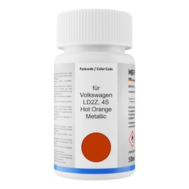 MG PRIME Autolack Lackstift Set für Volkswagen VW LD2Z / 4S Hot Orange Metallic Basislack Klarlack je 50ml