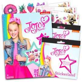 JoJo Siwa Stickers and Tattoos Party Favors Set ~ Bundle with 12 Sheets JoJo Stickers plus 25 Jojo Siwa Temporary Tattoos (Jojo Siwa Party Supplies)