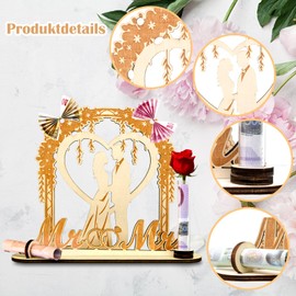 Wedding Gifts for Bride and Groom, Money Gift, Wedding Wood with LED, Wooden Flower Tendril Wedding Decoration, Wedding Gift Money, Wooden Mr & Mrs Money Gift