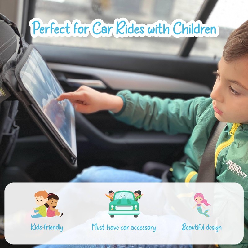 HECKBO 2x car backseat organizer with adjustable tablet pocket for
