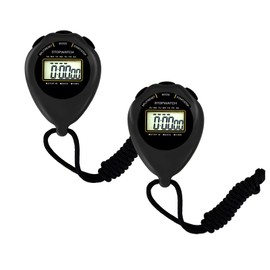 PIAMIG Stopwatch Sport Timer, 2 Pack Large Display Digital Stopwatch Timer with Date Time, No Alarm Silent Easy to Set Stopwatches for Sports, Coaches, Kids, Swimming and Running (Black)