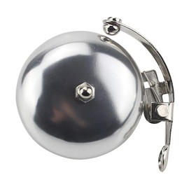 Bicycle Bell Classic Silver, Retro Vintage Classic Portland Bell, with Beautiful Loud Sound, Bicycle Bell with Steel Band Mount, Bell for Road Bike, Mountain Bike, City Bike, E-Bike, Scooter