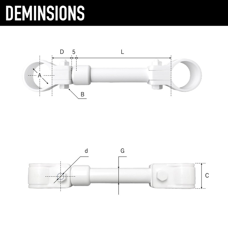 Koei Kasei Resin Double Pipe Clamp Bracket Set 16mm 75L