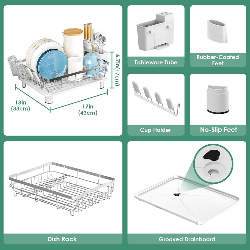 MOUKABAL Dish Drying Rack - Stainless Steel Dish Rack, Dish