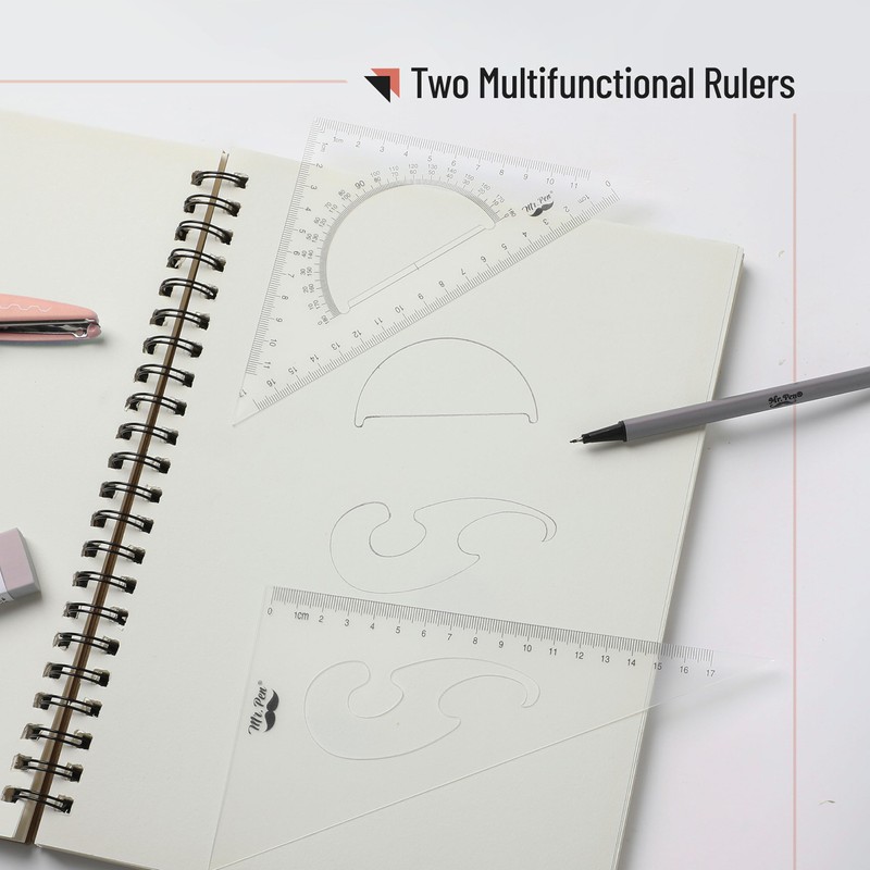 Mr. Pen- Triangle Ruler, 2 Pack, 17&11, 30/60 & 45/90,