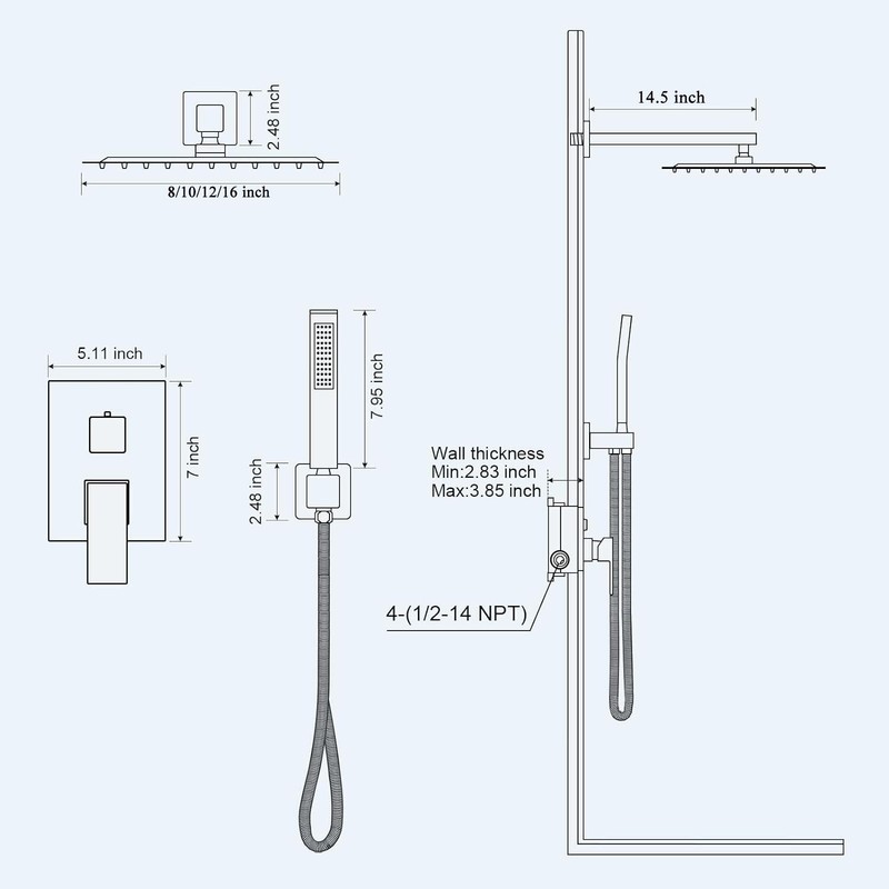 SR SUN RISE Matte Black Shower Faucet System Set 8"