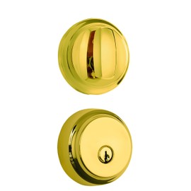 Brinks Push Pull Rotate Door Locks Almarrion Single Cylinder Deadbolt, Polished Brass, 23061-105