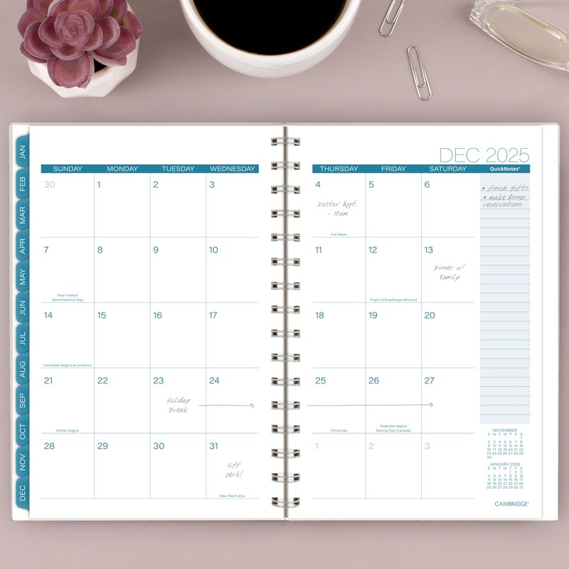 Cambridge 2025 Planner, Weekly & Monthly, 5-1/2" x 8-1/2", Small,