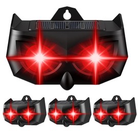 2025 Solar Nocturnal Animal Repeller,4 Pack Racoon Repellent Outdoor,Waterproof Deer Repellent Device,Wall-Mounted Red Flashing Light, Skunk Fox Coyote Deterrent for Chicken Coop Garden Yard