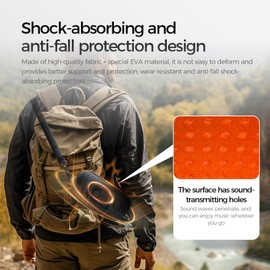 Ekoomar Flip 7 Portable Speaker Travel Case - Soft Protective Sleeve Cover for Flip 7 Speaker Case - Accessories with Hard Case + Shoulder Strap+ Carabiner - Black