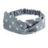 Grey and White Polka-Dotted Twisted Fabric Elastic Headband/Headwrap