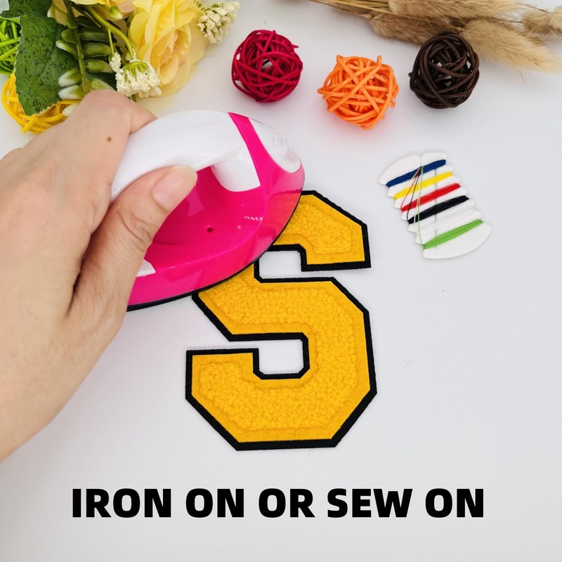 1 PCS 4.2" Yellow Chenille Letter Patches, Iron on Patches