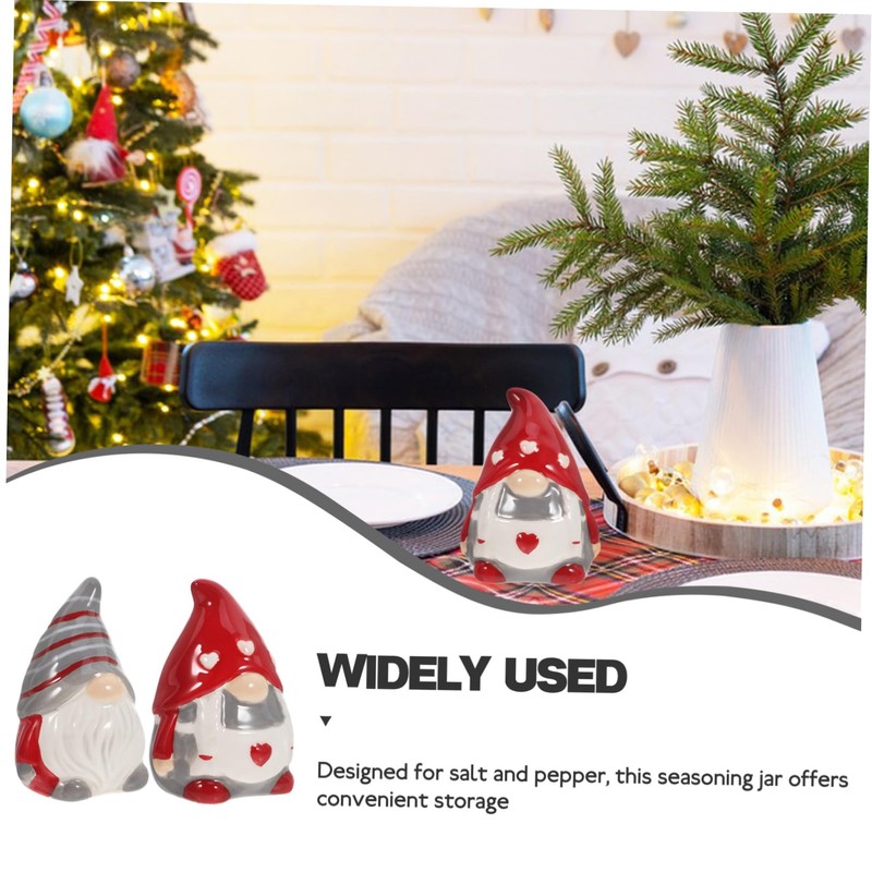 OHPHCALL 1Pair Gnome Shaped Cute Ceramic Seasoning Containers for Elegant