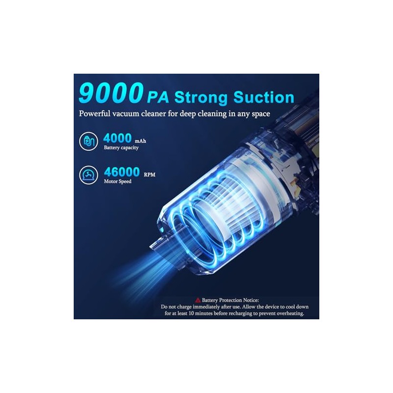 KMM Handheld Car Vacuum Cleaner with LED Light & Multi-Nozzles