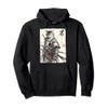 Samurai Cat Warrior Ukiyo Ink Artwork Cat Samurai Pullover Hoodie