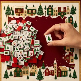 Circular Mahjong Arrangement Christmas Tiles 30x23x13mm Acrylic 160 Tiles Santa Xmas Tree Holiday Gift SetColor: Multicolored dice