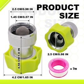 LhyBtm 2-Pack 3/4-Inch Aluminum Pressure Washer Garden Hose Adapter with PTFE Tape, Pressure Washer Metal Connect Fitting Compatible with Sun Joe SPX Series, Replacement for SPX-AGHA