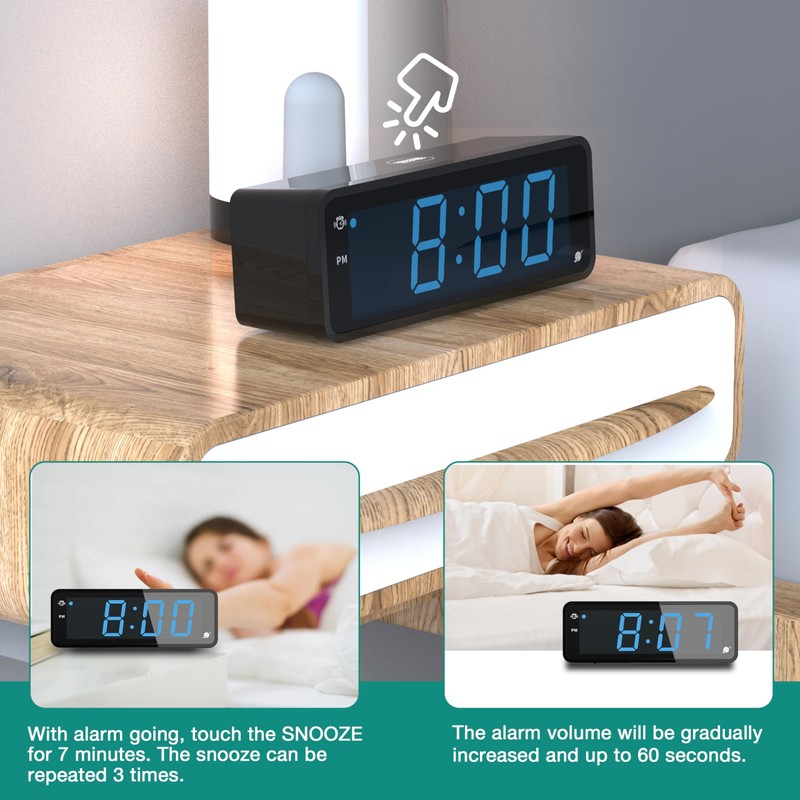 KWANWA Digital Alarm Clock with Large 1.8" LED Display, Battery