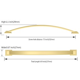 Asidrama 10 Pack 7.5 Inch(192mm) Brushed Gold Cabinet pulls Kitchen Cabinet Handles, Cabinet Pulls Kitchen Cabinet Hardware for Cupboard Drawer Pulls