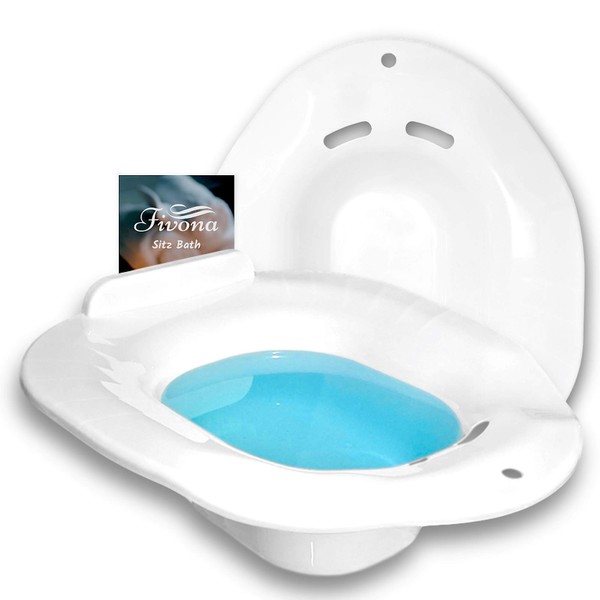 Fivona Sitz Bath Seat for Soak and Steam - Postpartum Essentials Care and Hemorrhoid Treatment - Unisex and Universal Fit Over the Toilet Yoni Steaming Bowl - At-Home Soothing Relief Device