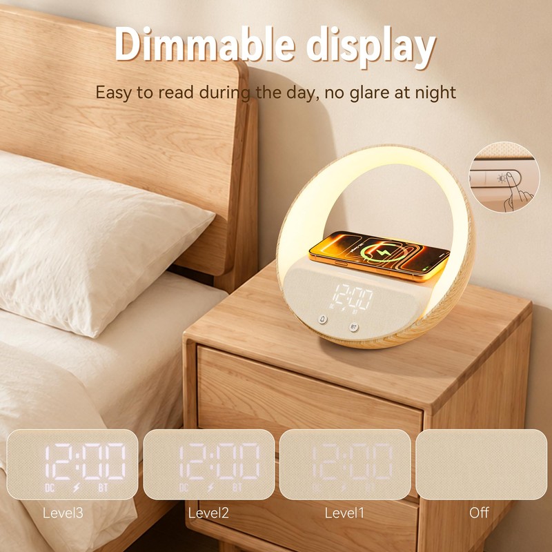 Bluetooth Speaker Wireless Charging for Bedroom, Sunrise Alarm Clock Light