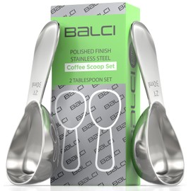 BALCI- Stainless Steel Coffee Scoop Set (2&2 Tablespoon, 30ml and 30ml) EXACT Measuring Spoons for Coffee, Tea, Sugar, Flour and More!