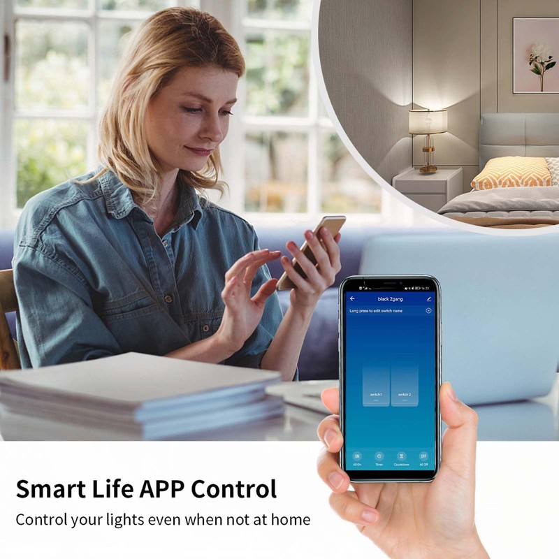 LSLIANGMEI Smart Wi-Fi Light Switch, RF433, No Neutral Wire Required,