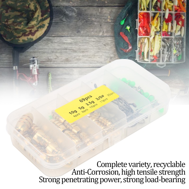 Fishing Accessories Kit Fish Gears with Threaded Bullet Weights Crank