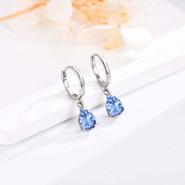 Sterling Silver Hoop Earrings for Women, Small Huggie Hoop Earrings with Teardrop Dangle Drop Hoop Earrings | Hypoallergenic Tanzantie Cubic Zirconia Cartilage Earring Jewellery Girls Gifts