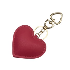 Leanoria Leather Keychain Charm for Purse Cute Keyring Pendant Accessories for Women Bag, Heart Rosered, Small