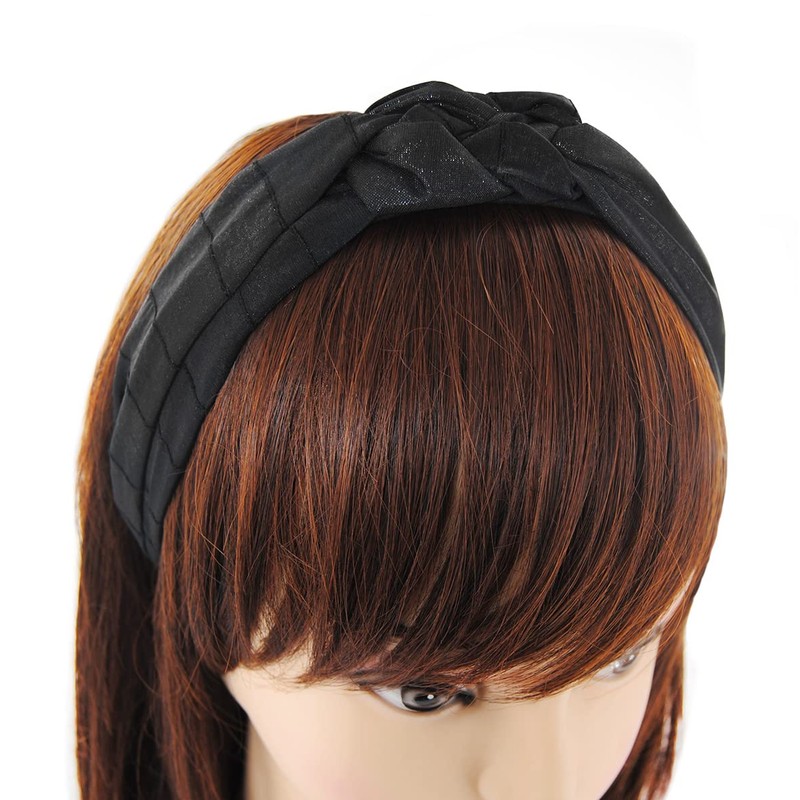 axy HRZO1 Headband with Two Different Fabrics and Braid Detail
