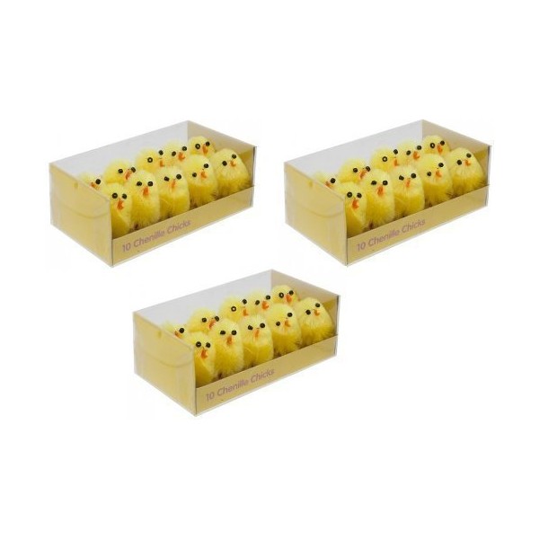 3 x Boxes Of Pack Of 10 Fluffy Yellow Chicks