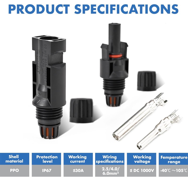 Usngsny 16 PCS Solar Panel Connectors, Male/Female IP67 Waterproof 1000V
