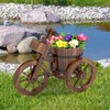 kinbor Rustic Wooden Tricycle Planter - Wooden Barrel Planter for