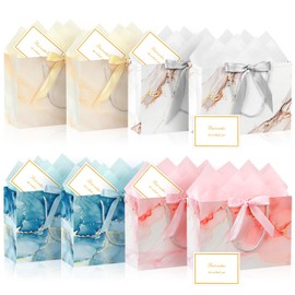 BBLIKE Geschenktüten mit Schleifenbändern Geschenktüte Hochzeit 8 Gift Bag Set 8 Grußkarten 16 Sydney Paper Geschenktasche Geburtstag Geschenktütchen Marmor Geschenk Tüte für Muttertag Jahrestag