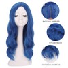FESHFEN Long Blue Wigs for Women, 22 inch Middle Parting