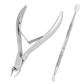 Cuticle Remover Tool Set Stainless Steel Professional Cuticle Nipper and Pusher Nail Care Manicure Pedicure (Cuticle Nipper + Cuticle Pusher)